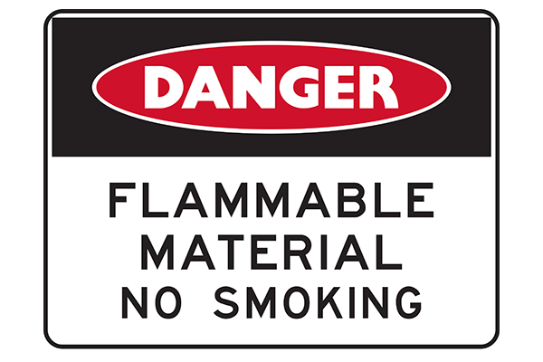 Danger Flammable Material No Smoking