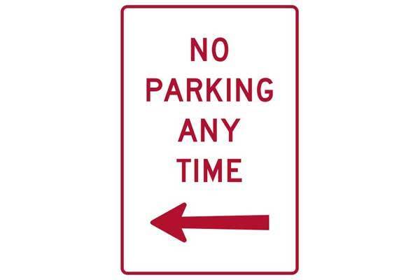 Parking Sign No Parking At Any Time Left Of This Sign