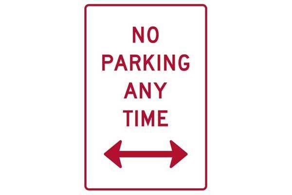Parking Sign No Parking At Any Time Left Or Right Of This Sign