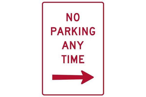 Parking Sign No Parking At Any Time Right Of This Sign