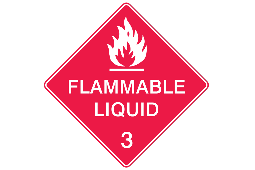 Dangerous Good Sign Flammable Liquid 3 White