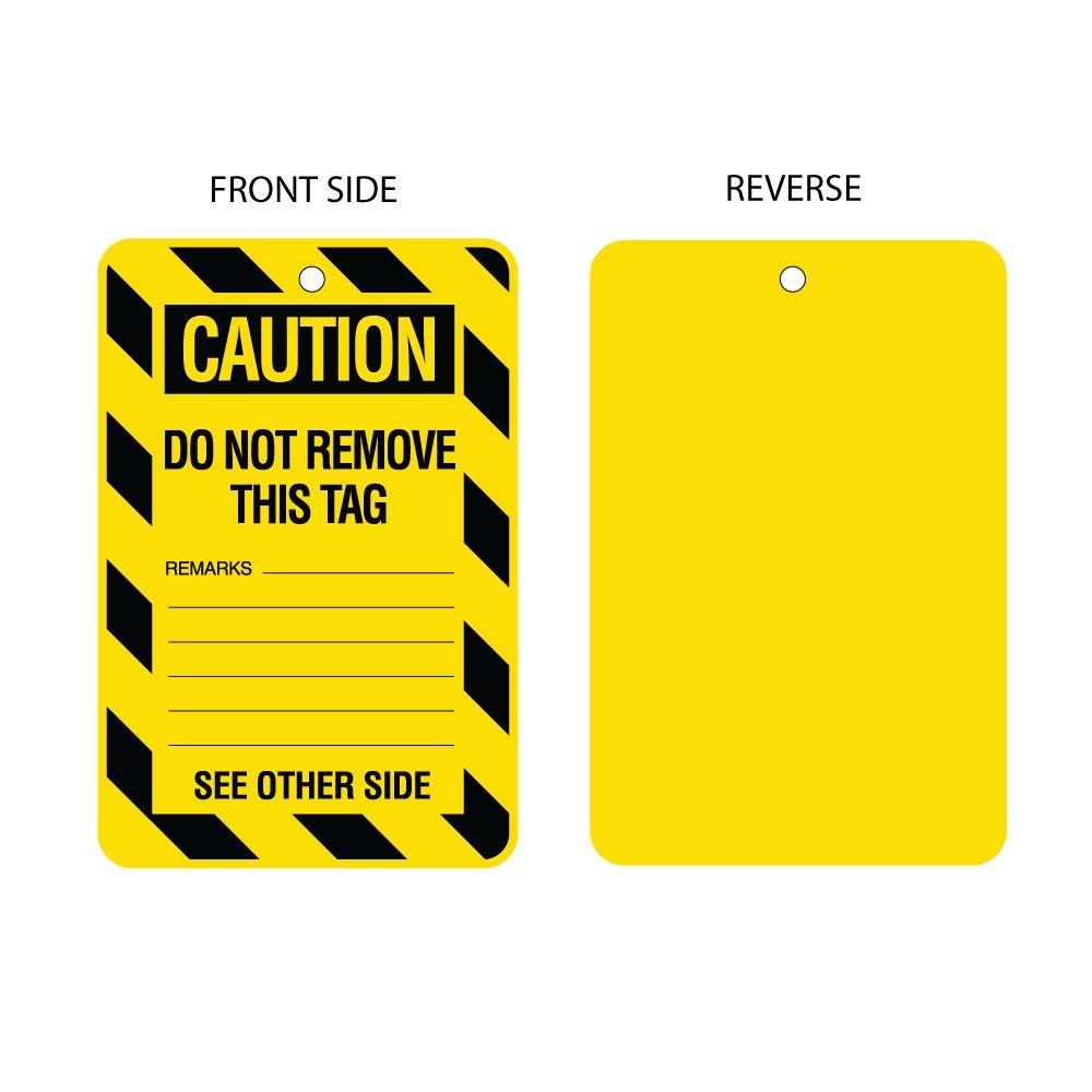 Caution Do Not Remove - Blank Reverse Tag (packs of 10)