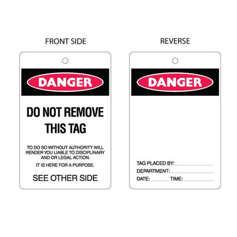 Danger Do Not Remove - PLC Tag (packs of 10)
