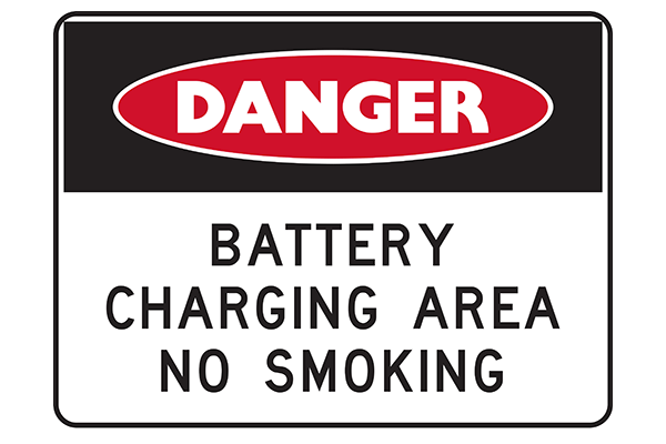 Danger Battery Charging Area No Smoking