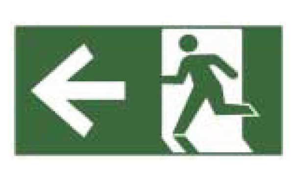Exit Left With Pictograph of Person Leaving Left Sign
