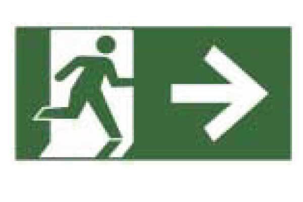 Exit Right With Pictograph of Person Leaving Right Sign
