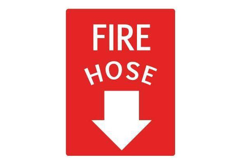 Fire Hose with Arrow Pointing Down Sign