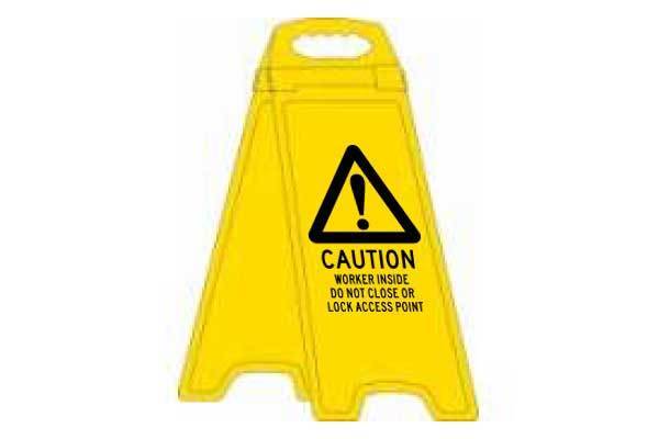 Caution Workers Inside Deluxe Double Sided Floor Stand