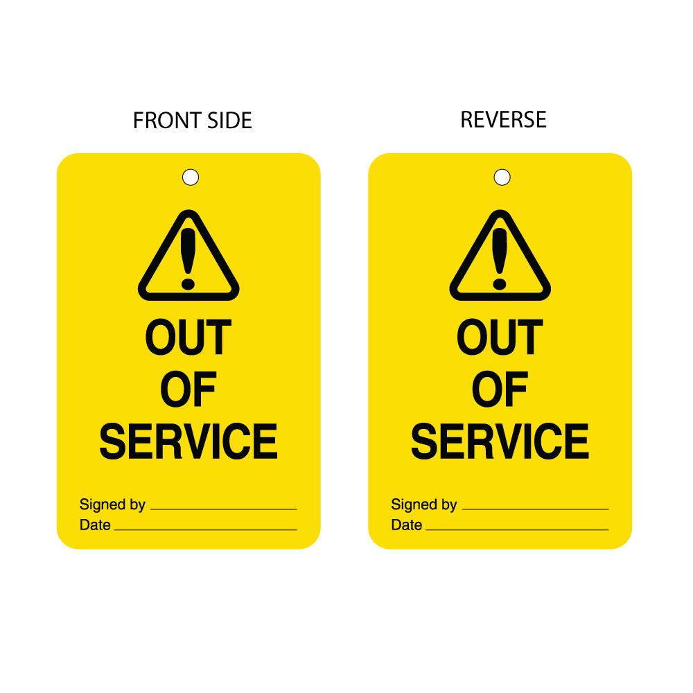 Out of Service Tag Double Sided (packs of 10)