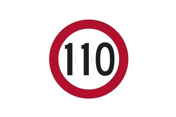 Traffic Control 110KM Speed Sign