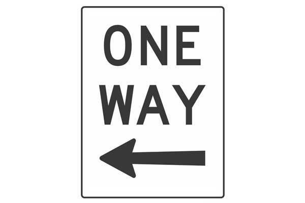 Traffic Control One Way Left Sign