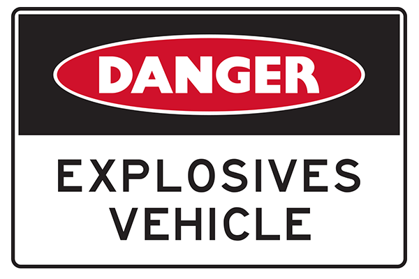 Mining Sign Danger Explosives Vehicle