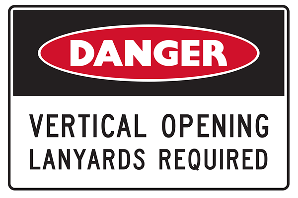 Mining Sign Danger Vertical Opening Lanyards Required