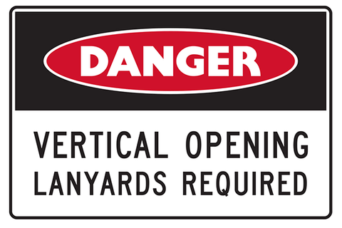 Mining Sign Danger Vertical Opening Lanyards Required